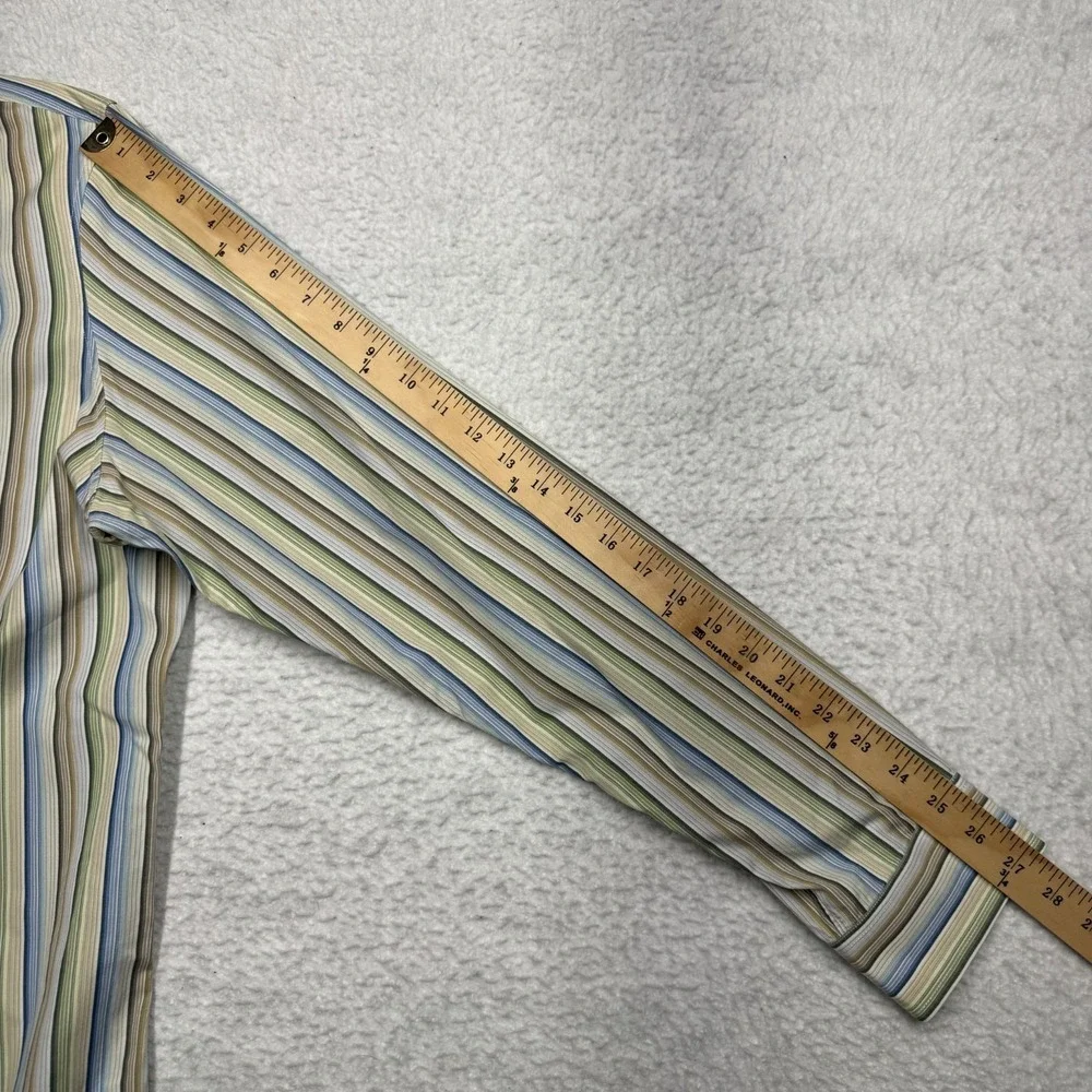 Banana Republic Shirt Blue Green Button Down Classic Fit‎ Striped Men's XL